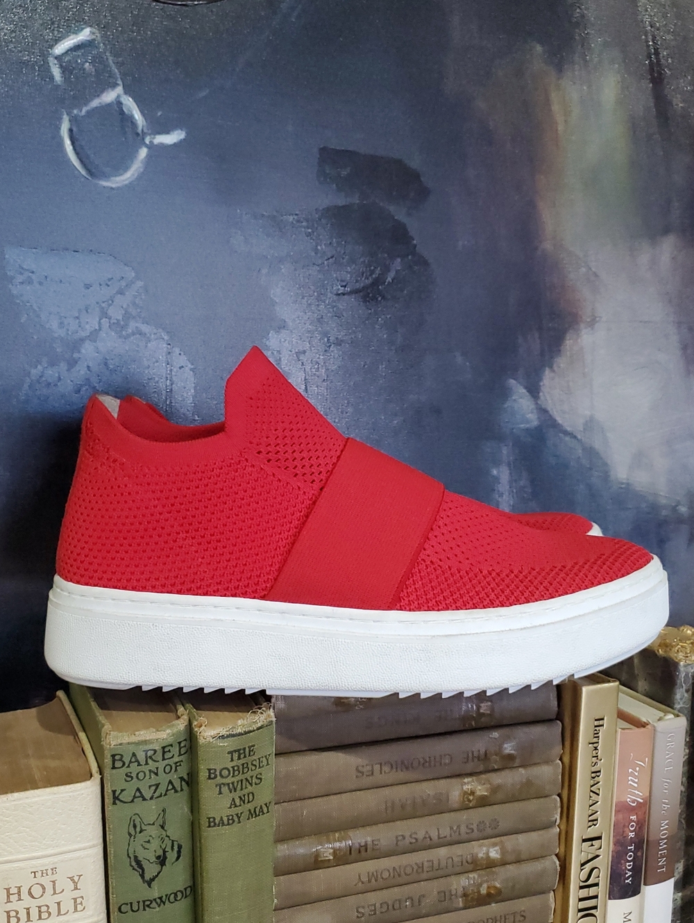 Eileen Fisher Red Knit Slip-On Sneakers